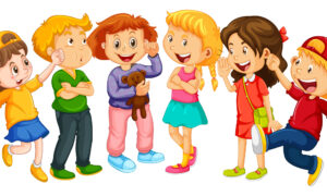 Group of young children cartoon character on white background illustration